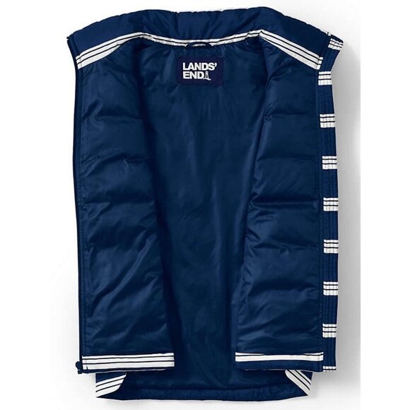 Lands' End Women's Vest Navy & White 600 Down Filled Zipper Puffer M NEW - Picture 5 of 6